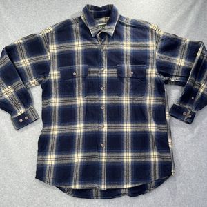 Field & Stream Flannel Shirt Mens Large Tall  Plaid Blue Outdoor Hiking thick
